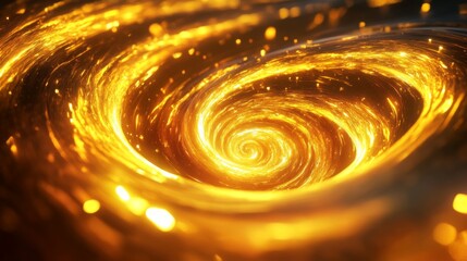 Aufkleber - Glowing 3D golden vortex with dynamic swirls, emphasizing luxury and energy.