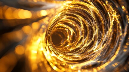 Aufkleber - Glowing 3D golden vortex with intricate, shimmering spirals, symbolizing luxurious movement.