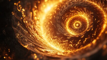 Aufkleber - Glowing 3D golden vortex with intricate spirals, creating a sense of movement and richness.