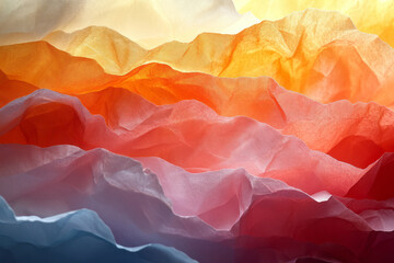 Poster - Abstract representation of wax paper folded into intricate patterns, highlighted with vibrant tones,