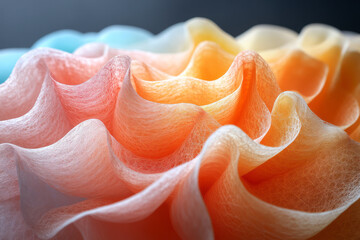 Aufkleber - Abstract representation of wax paper folded into intricate patterns, highlighted with vibrant tones,