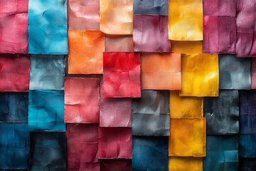 Aufkleber - Modern design featuring wax paper in bold colors, arranged in a minimalist grid pattern,