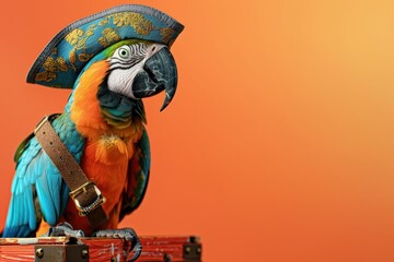 Wall Mural - A parrot wearing a pirate's hat and a belt