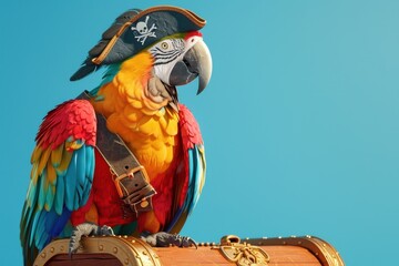 Wall Mural - A parrot wearing a pirate's hat and a belt