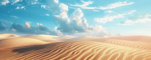 Wall Mural - Desert landscape with sand dunes, 4K hyperrealistic photo