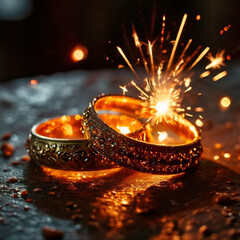 Sticker - wedding rings on the table