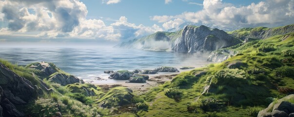 Poster - Coastal landscape with cliffs, 4K hyperrealistic photo