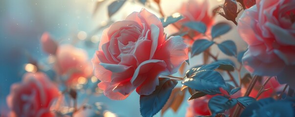 Canvas Print - Close-up of a rose in full bloom, 4K hyperrealistic photo