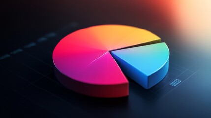 Poster - luminous segments in a 3d financial pie chart, creating a radiant and eye-catching design.