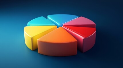 Poster - luminous segments in a 3d financial pie chart, creating a radiant and eye-catching design.