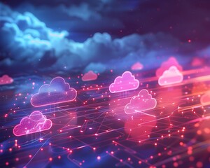Poster - digital transformation powered by cloud computing technology abstract backdrop
