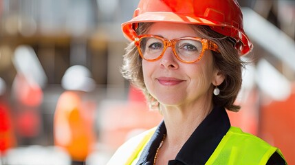 Sticker - Portrait. Senior woman construction engineer.