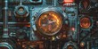 © Murda - Steampunk clock face and machinery.