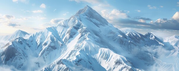 Sticker - Snow-covered mountain peak, 4K hyperrealistic photo