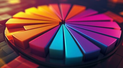 Aufkleber - Radiant 3D pie chart with brightly illuminated segments, showcasing financial data clearly.