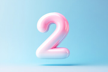 Poster - 3d number 2, 3D rendering, anniversary birthday party celebration countdown concept illustration