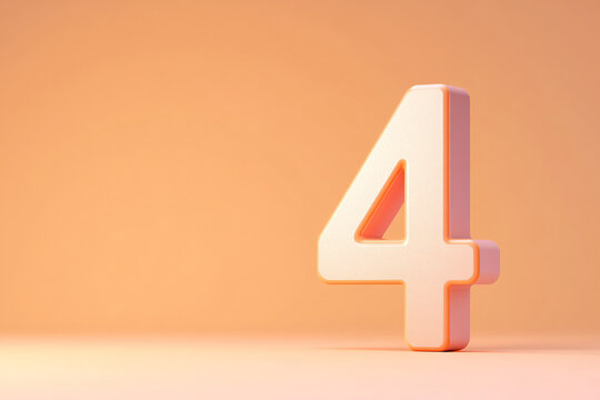 3d number 4, 3D rendering, anniversary birthday party celebration countdown concept illustration