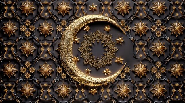 Islamic crescent moon and star pattern
