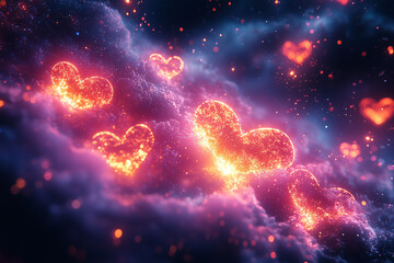 neon lights, abstract drawing., heart