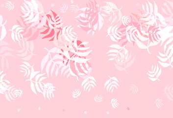 Poster - Light Red vector doodle template with leaves.