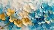 © bvbflo1 - abstract floral oil painting gold and blue hydrangea flower on white background