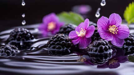 Berries and flowers in water