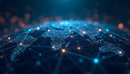 Futuristic Network Technology Background, Lines Illustration of Computer Tech Design, Modern Blurred Background