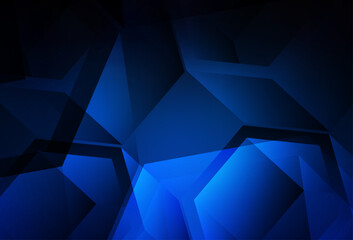Poster - Dark BLUE vector backdrop with lines, rhombus.