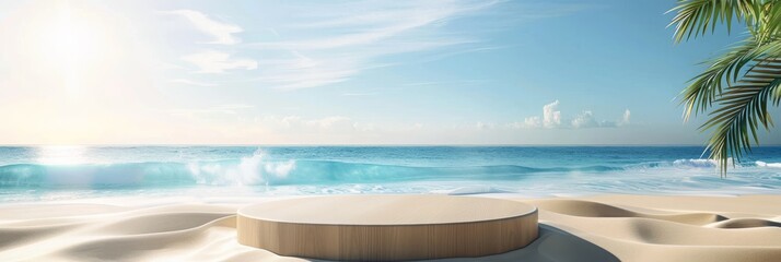 Wall Mural - tropical beach scene with wooden platform