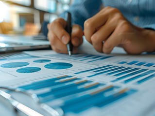 Poster - Focused Business Person Analyzing Financial Graph in Modern Office