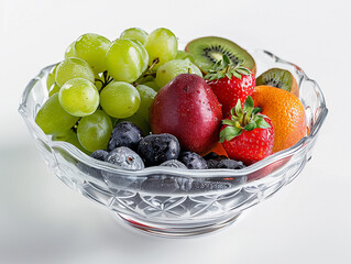 Wall Mural - Fresh Mixed Fruit Bowl Displayed on Table With Vibrant Colors and Textures in Natural Light