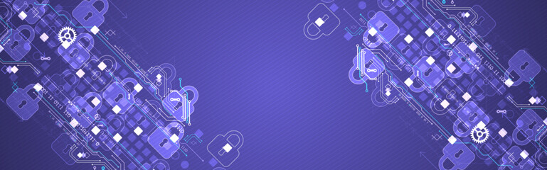 Poster - Secure digital background. Virtual confidential, programming protection. Hand drawn vector.