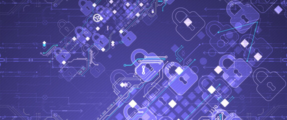 Aufkleber - Secure digital background. Virtual confidential, programming protection. Hand drawn vector.