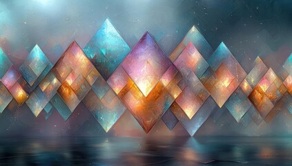 Poster - Abstract Geometric Art with Multi-Colored Diamonds and Gradient Effect