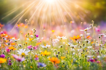 field of flowers background 