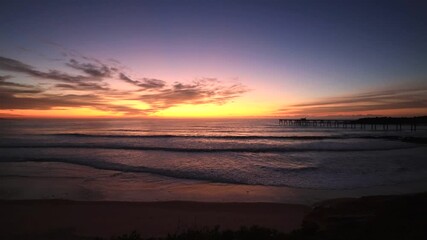 Poster - Scenic seascape sunrise timelapse on Pacific coast of Australia Greater newcastle.
