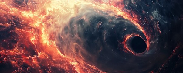 Wall Mural - gravitational pull of a black hole distorting spacetime, 4k hyperrealistic photo