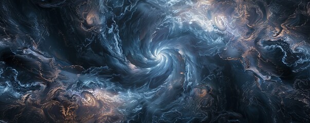 Wall Mural - Fractal pattern resembling a swirling galaxy, 4K hyperrealistic photo