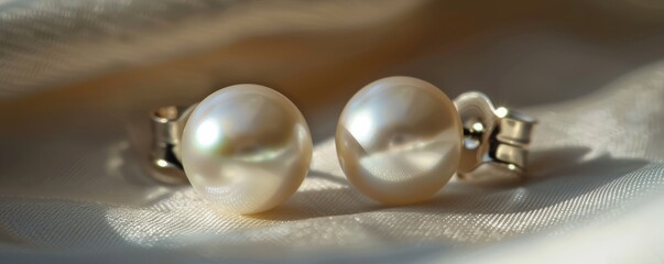 Wall Mural - Elegant pearl earrings, 4K hyperrealistic photo