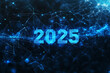 © River Girl - An abstract digital background banner highlighting the year '2025' with connecting data points in blue and black colors