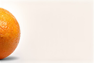 Picture of fresh ripe orange at isolated clear background. Illustration of orange for design project, poster, banner, logotype. Fresh fruits concept. Copy ad text space. Generative Ai image