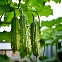 Sticker - bitter-melon-or-momordica-charantia-plant-in-organic-garden