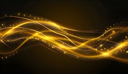 Wall Mural - Abstract golden light effect, yellow glowing line on transparent background. Vector illustration.