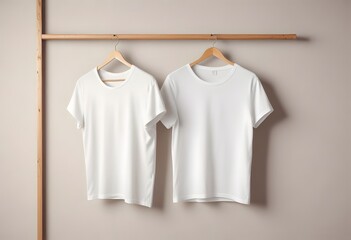 Wall Mural - White t-shirt on hangers. t-shirt mockup