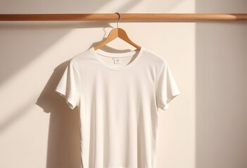 Wall Mural - White t-shirt on hangers. t-shirt mockup