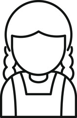 Sticker - Young woman wearing a dress is smiling in black and white line art drawing