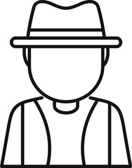Poster - Line drawing of a man wearing a hat and a vest