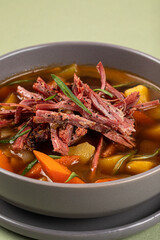 Wall Mural - Portion of smoked brisket rustic stew soup