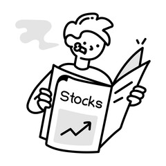 Sticker - Stock news icon in sketchy style 

