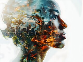 Surreal Double Exposure Portrait Exploring the Intersection of Consciousness and Subconscious